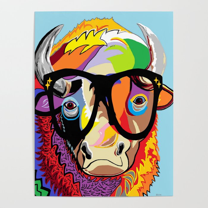 Hipster Bison "Buffalo" Poster