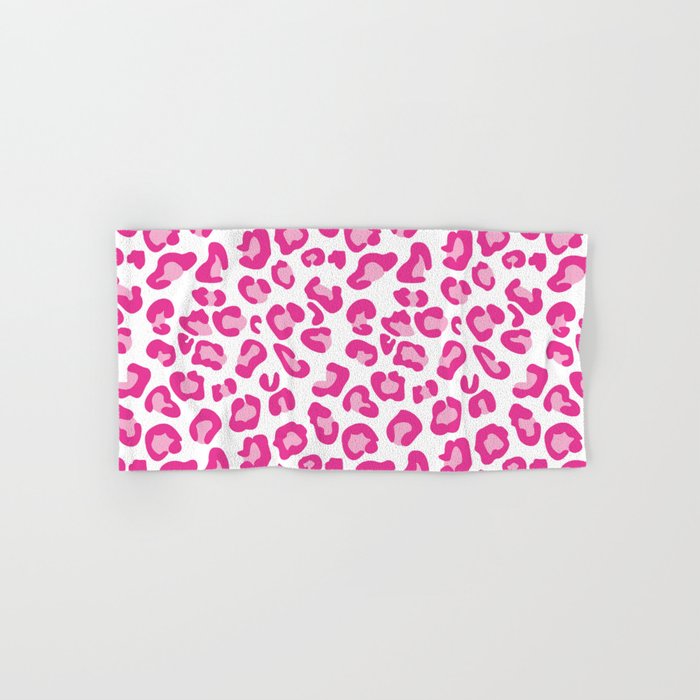 Leopard-Pinks on White Hand & Bath Towel