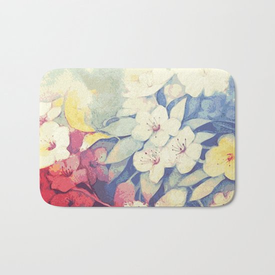 Spring flowers blue and red Bath Mat