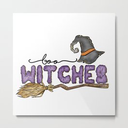 Boo witches funny Halloween Spider Ghost Metal Print