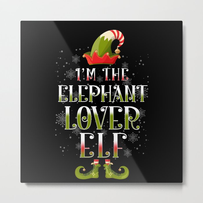 Elephant Elf Christmas Metal Print