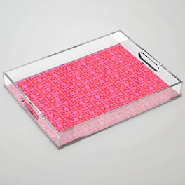 Mid-Century Modern Dots Red On Hot Pink Acrylic Tray