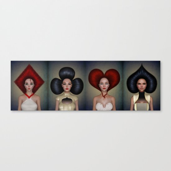 Playing cards queens quartett Canvas Print