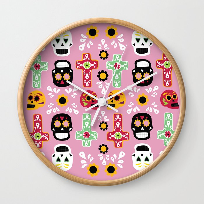 Sugar Skull + Cross Wall Clock