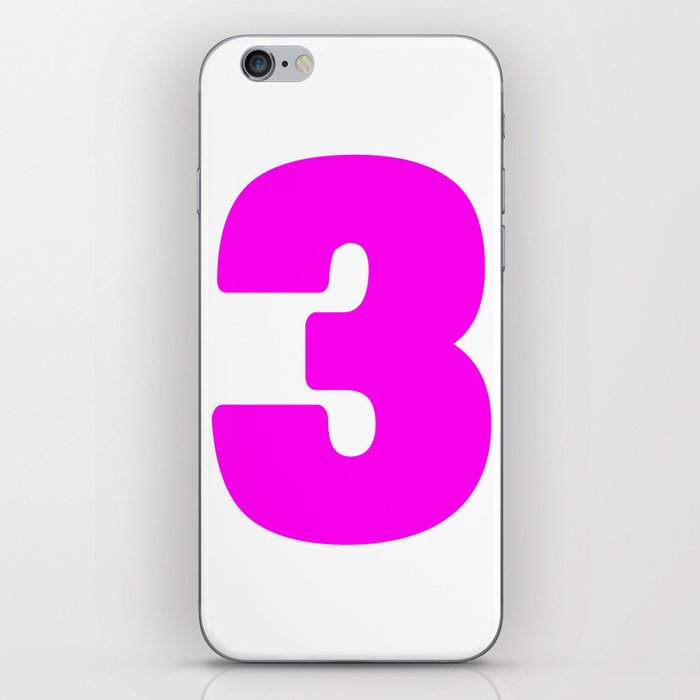 3 (Magenta & White Number) iPhone Skin