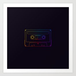 Retro Wave Outline Cassette Tape Art Print