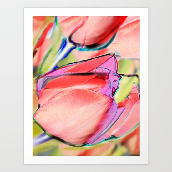 Pink tulips. Art Print
