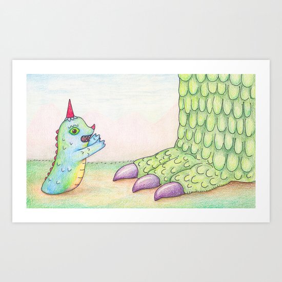 Wormrah the 'giant' monster. Art Print