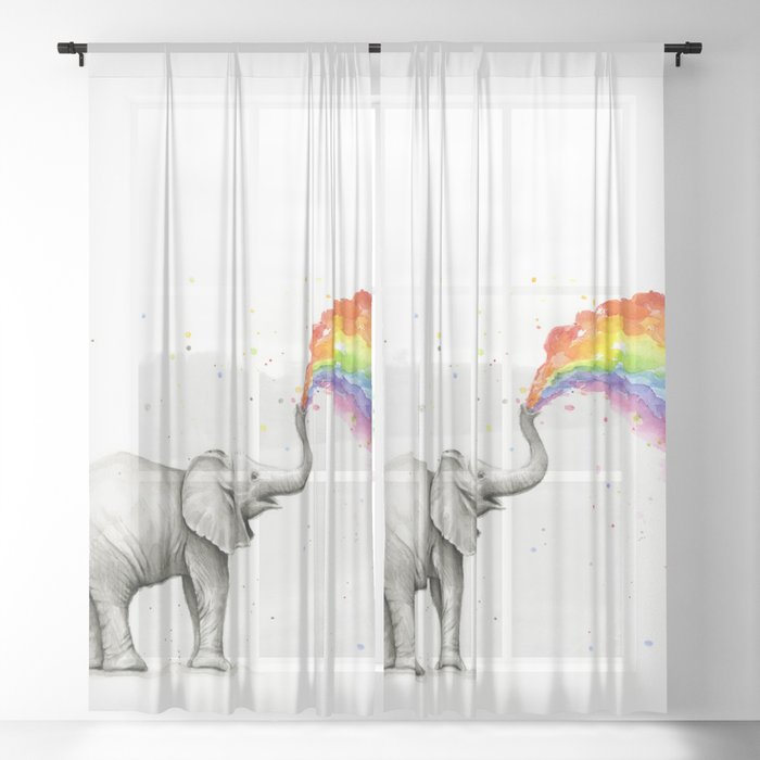 Rainbow Baby Elephant Sheer Curtain