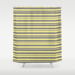[ Thumbnail: Tan & Gray Colored Lines/Stripes Pattern Shower Curtain ]