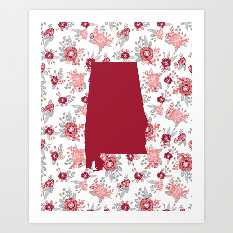 Alabama State Silhouette University Of Alabama Crimson Tide Floral