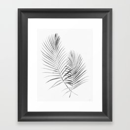 Black and White Palm Fronds Illustration Framed Art Print