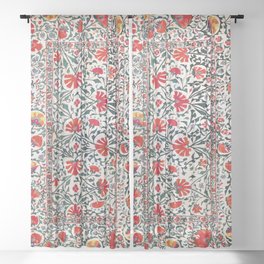 Shakhrisyabz Suzani Uzbekistan Floral Embroidery Print Sheer Curtain