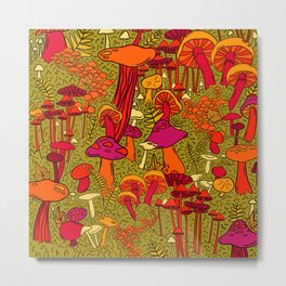 Mushrooms in the Forest Metal Print