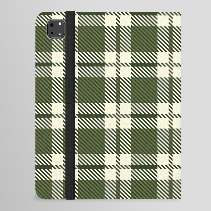 Herbal Green Chive Tartan Plaid Pattern iPad Folio Case