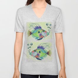 Funky Fish Art - By Sharon Cummings V Neck T Shirt