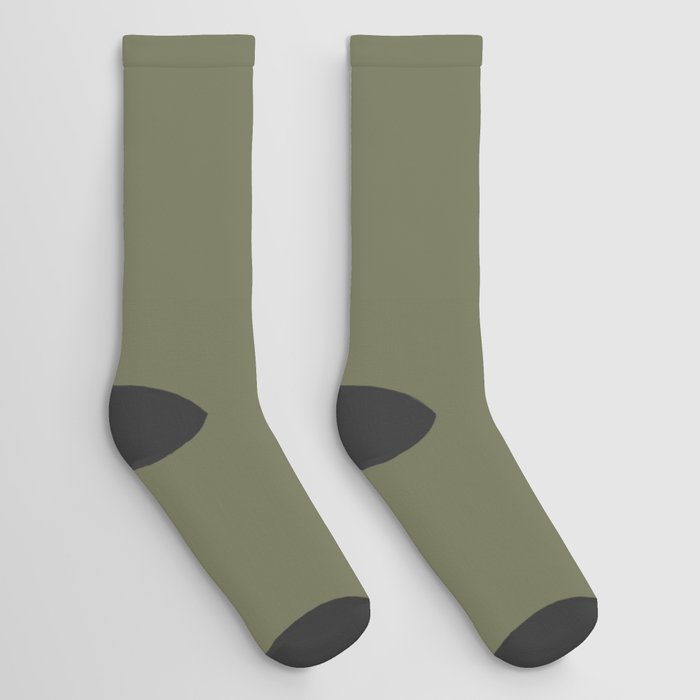Dark Green-Brown Solid Color Pantone Loden Green 18-0422 TCX Shades of Green Hues Socks