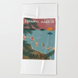 Vintage Travel Poster Beach Towel