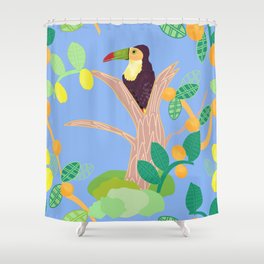 Exotic Toucan in Lemon Jungle Shower Curtain