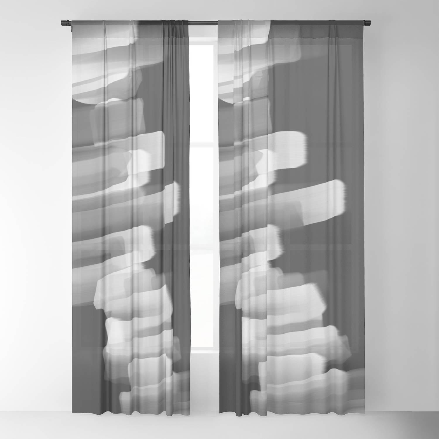 Stairs Of Light Black And White Sheer Curtain By