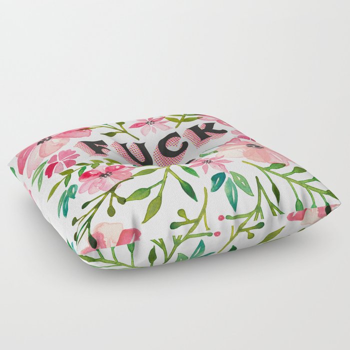 Fuck It Pink Green Floral Palette Floor Pillow By Catcoq