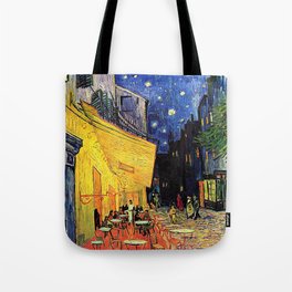 The cafe terrace on the place du forum, Arles, at night, by Vincent van gogh.  Tote Bag