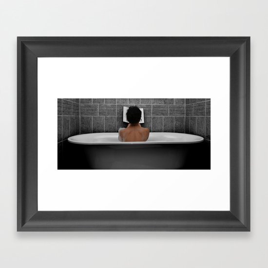 Reading in Bath Framed Art Print