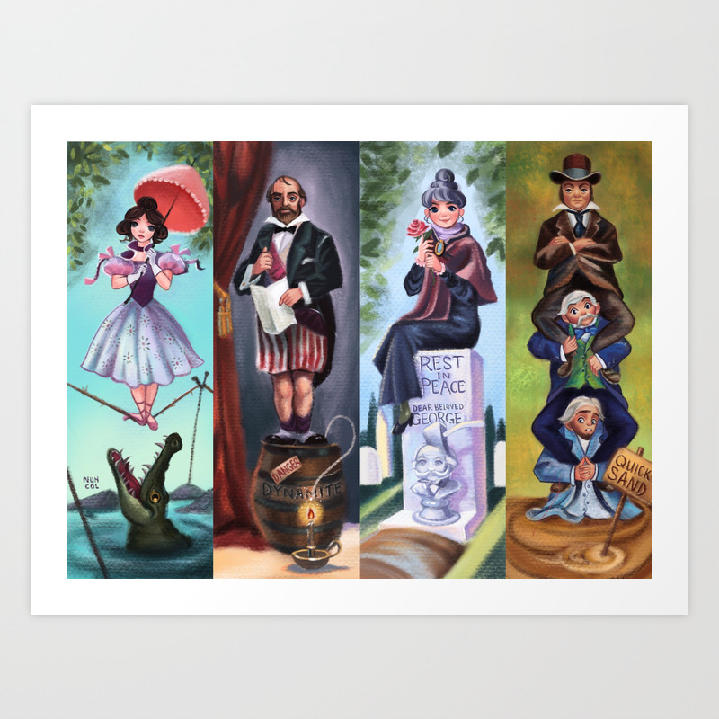 Disneyland Haunted Mansion Stretching Room Portraits Art Print By