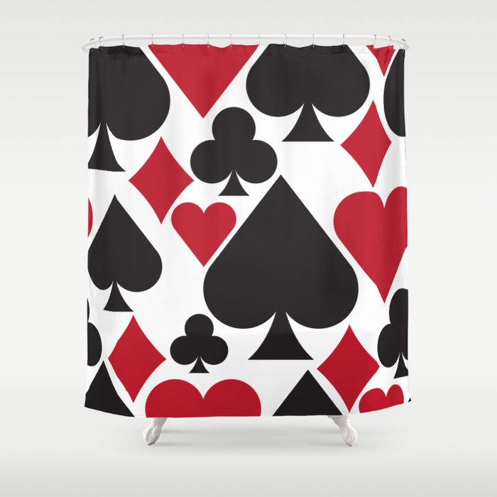 52 Deck Of Cards Pattern Clubs, Diamonds, Hearts and Spades Shower Curtain
