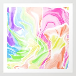 Bright Rainbow Fluid Art Art Print