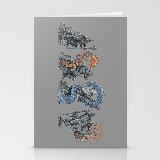 earth - fire - water - (bad) air Stationery Cards
