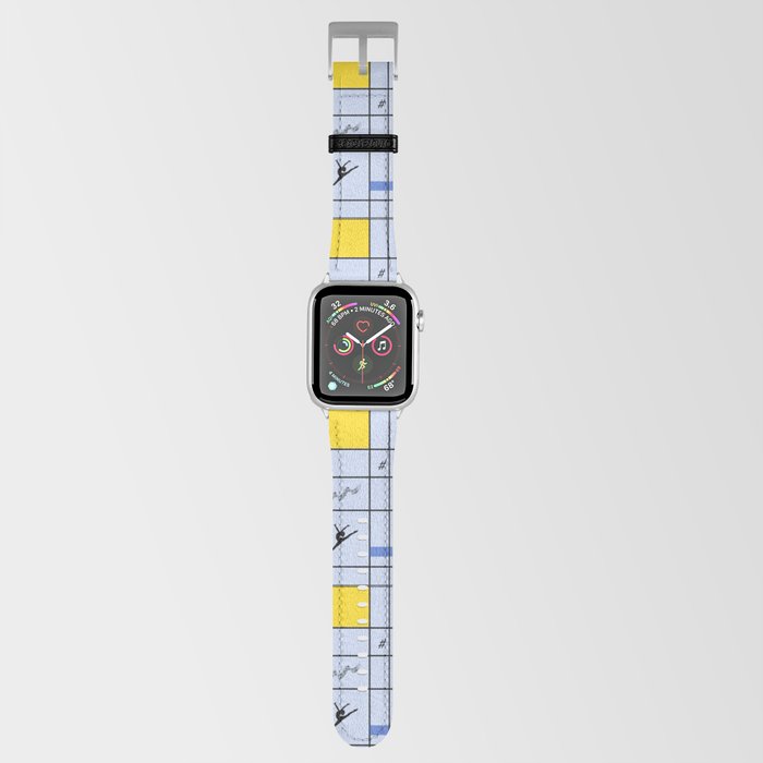 Dancing like Piet Mondrian - Composition with Red, Yellow, and Blue on the light blue background Apple Watch Band