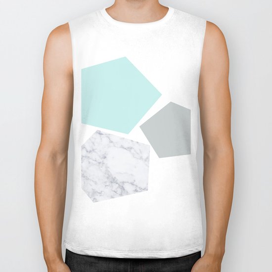 Geo marble and turquoise Biker Tank