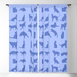 cute cats pattern deep blue Blackout Curtain