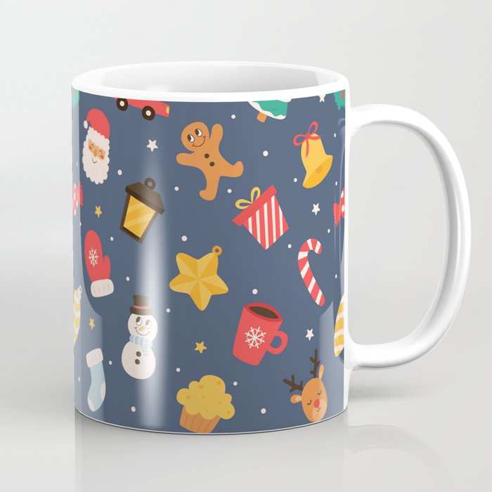 Christmas Seamless Pattern Isolated on Blue Background Coffee Mug
