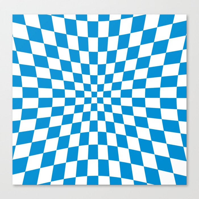 Blue Op Art Check or Checked Background. Canvas Print