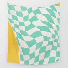 Mint checker fabric abstract Wall Tapestry