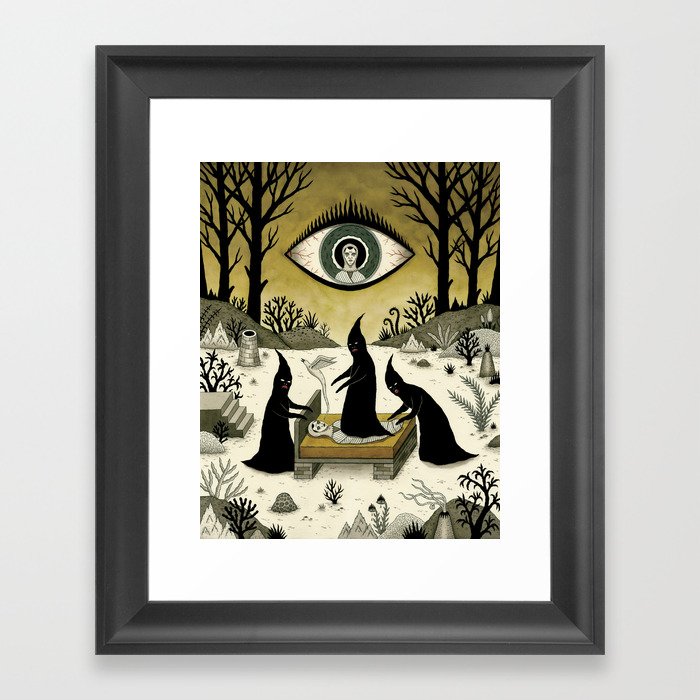 Three Shadow People Terrify a Victim During an Episode of Sleep Paralysis Framed Art Print
