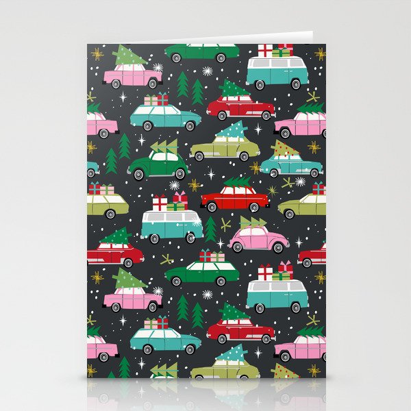 Christmas Pattern Print Vintage Cars Holiday Gifts Presents