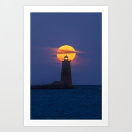 The Moon and the Lighthouse Art Print
