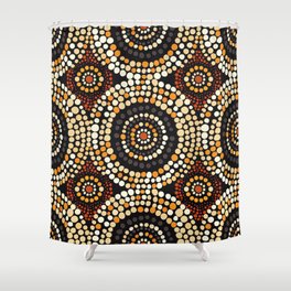 Australian Aboriginal Dot Painting Inspired Ethnic Pattern 1 Shower Curtain