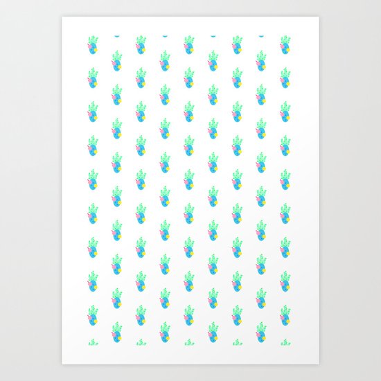 cactus - white Art Print