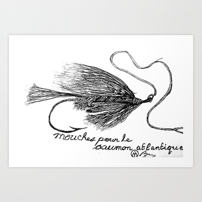 Trout Fly #1 Fly Fishing Art, Hand-Drawn by Dark Mountain Arts