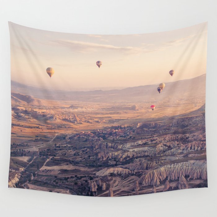 Sunrise Hot Air Balloon Flight Wall Tapestry
