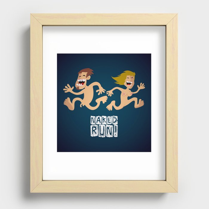 Naked Run! Recessed Framed Print