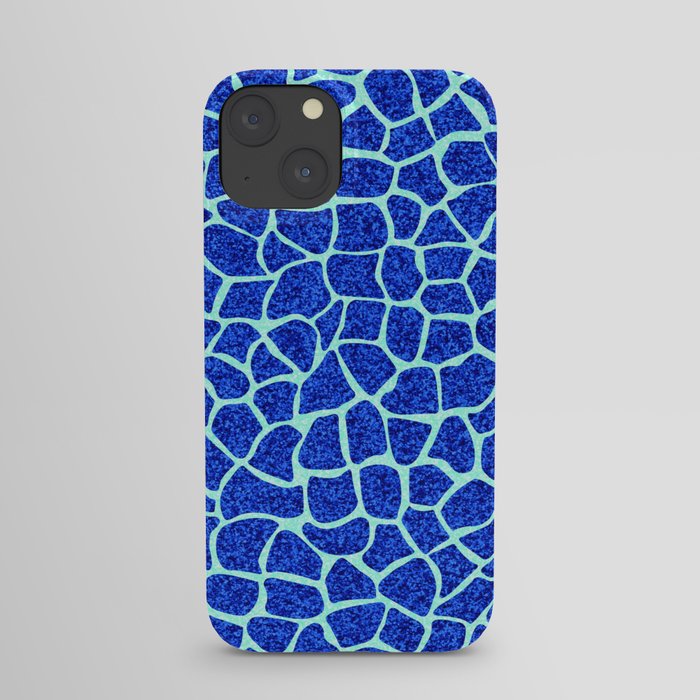 Blue Glitter Giraffe Print iPhone Case
