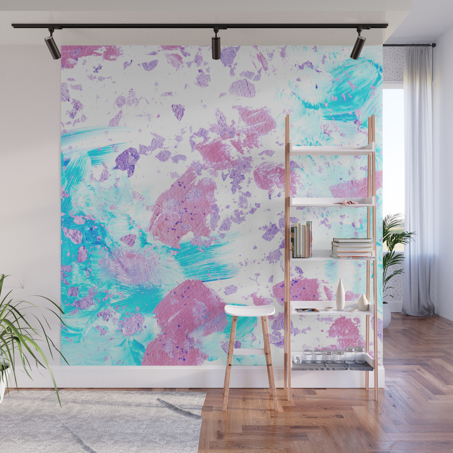 Pink And Blue Metallic Modern Abstract Wall Mural By Naturemagick