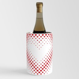 Heart Shape Halftone Dot Red Heart Pattern Wine Chiller