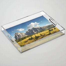 Alpe di Siusi and Sassolungo mountain, Dolomites Alps, Italy Acrylic Tray