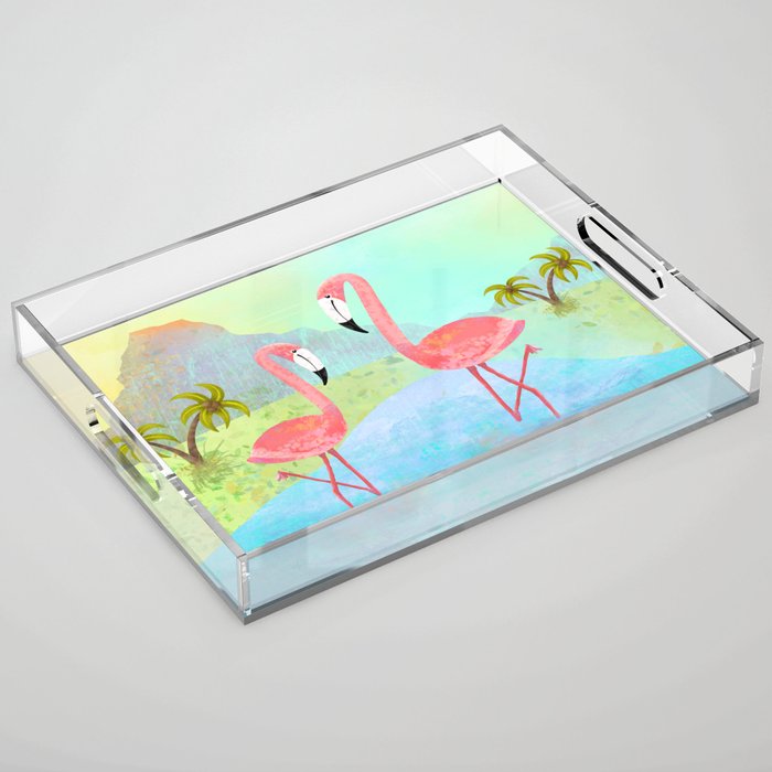 Flamingo Sunset Acrylic Tray